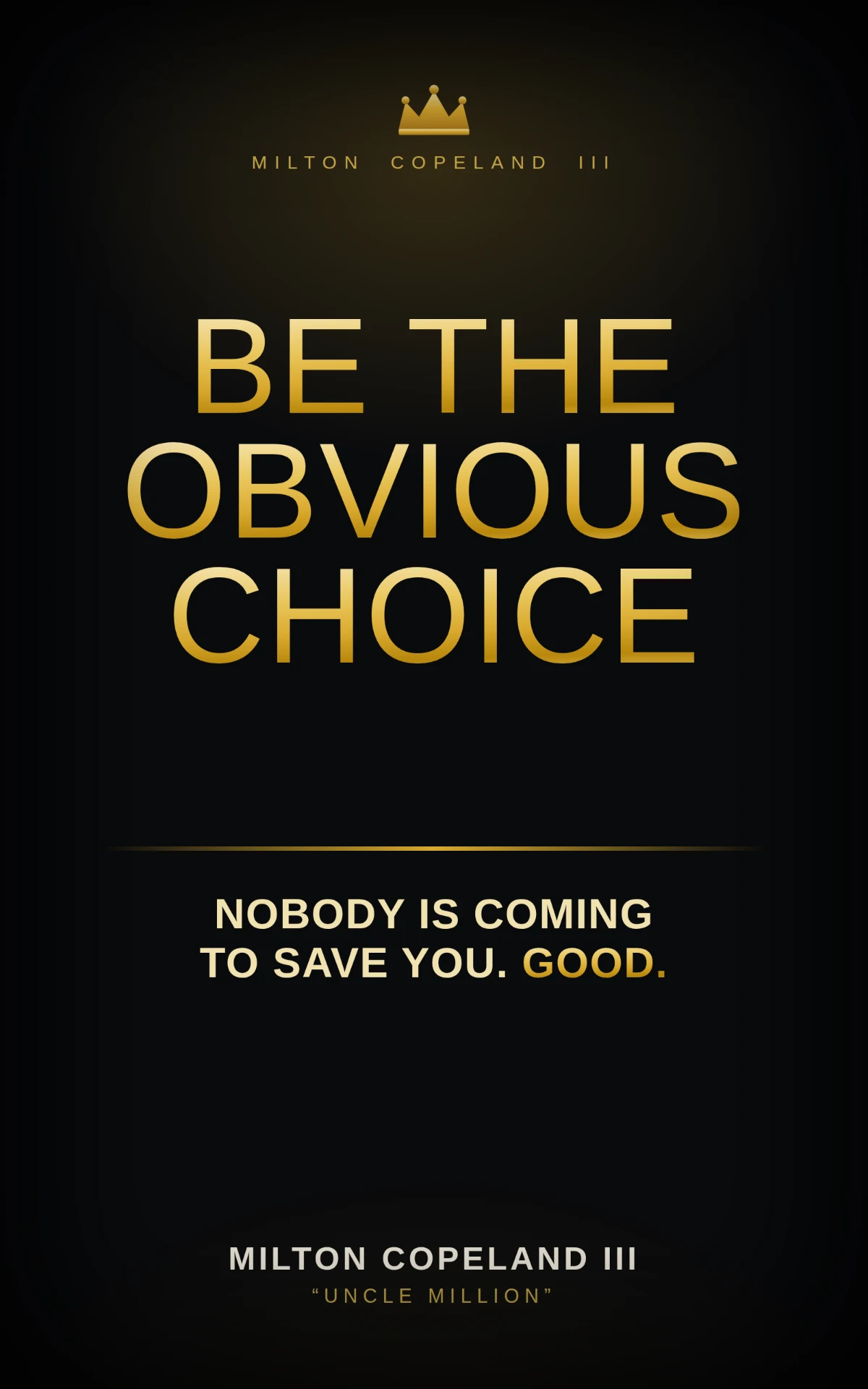 Be The Obvious Choice — book cover by Milton Copeland III